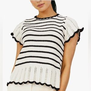 Elegant Black and White Striped Blouse